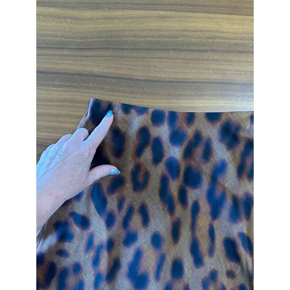 L'AGENCE Satin Animal Print Midi Skirt Small Brown Leopard Grunge Indie Sleaze - Picture 9 of 11